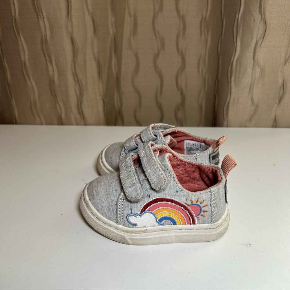 Toms Lenny Baby Infant's 3 Gray Rainbow Hook Loop 10011508 Slip On Sneaker